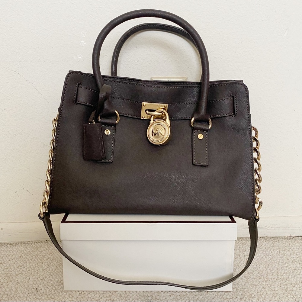 Michael Kors Hamilton Leather Bag Espresso Used